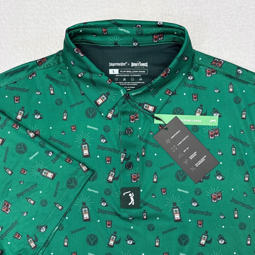 Jagermeister x Bogey Bros Golf Polo Shirt Mens Size Large Green Novelty NEW